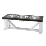 Bearwood Essentials Farmhouse 3-Bowl Elevated Dog Feeder Ebony Small