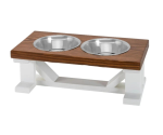 Bearwood Essentials Farmhouse 2-Bowl Elevated Dog Feeder Chestnut Small