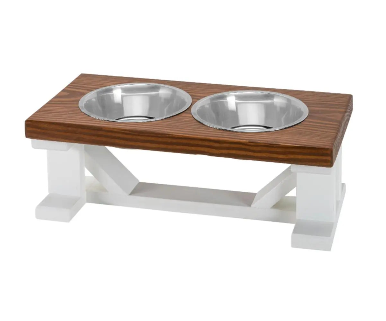 Bearwood Essentials Pet Feeders Bearwood Essentials Farmhouse 2-Bowl Elevated Dog Feeder Chestnut Large