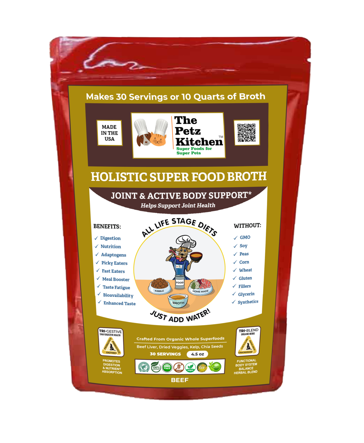 Organic Pet Systems Super Food Broth Joint & Active Body Support* The Petz Kitchen Dogs & Cats* Animal Vitamins & Supplements