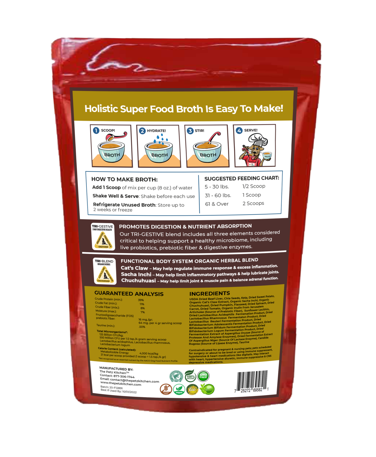 Organic Pet Systems Super Food Broth Joint & Active Body Support* The Petz Kitchen Dogs & Cats* Animal Vitamins & Supplements