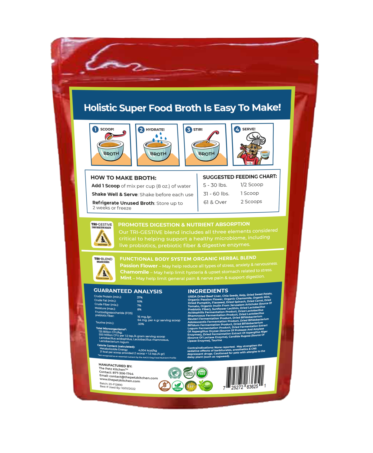 Organic Pet Systems Super Food Broth Stress & Anxiety Support* The Petz Kitchen Dogs & Cats Animal Vitamins & Supplements