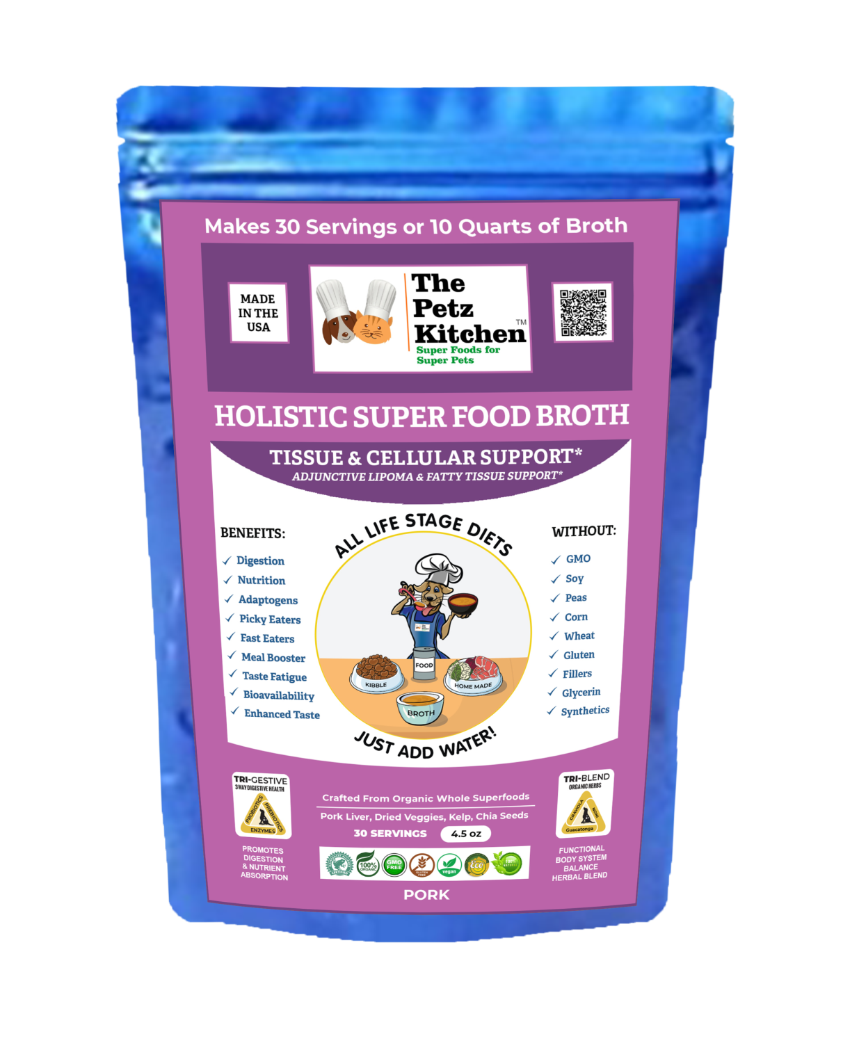 Organic Pet Systems Super Food Broth Tissue & Cellular Support For Dogs* The Petz Kitchen Lipoma & Tissue Support* Animal Vitamins & Supplements