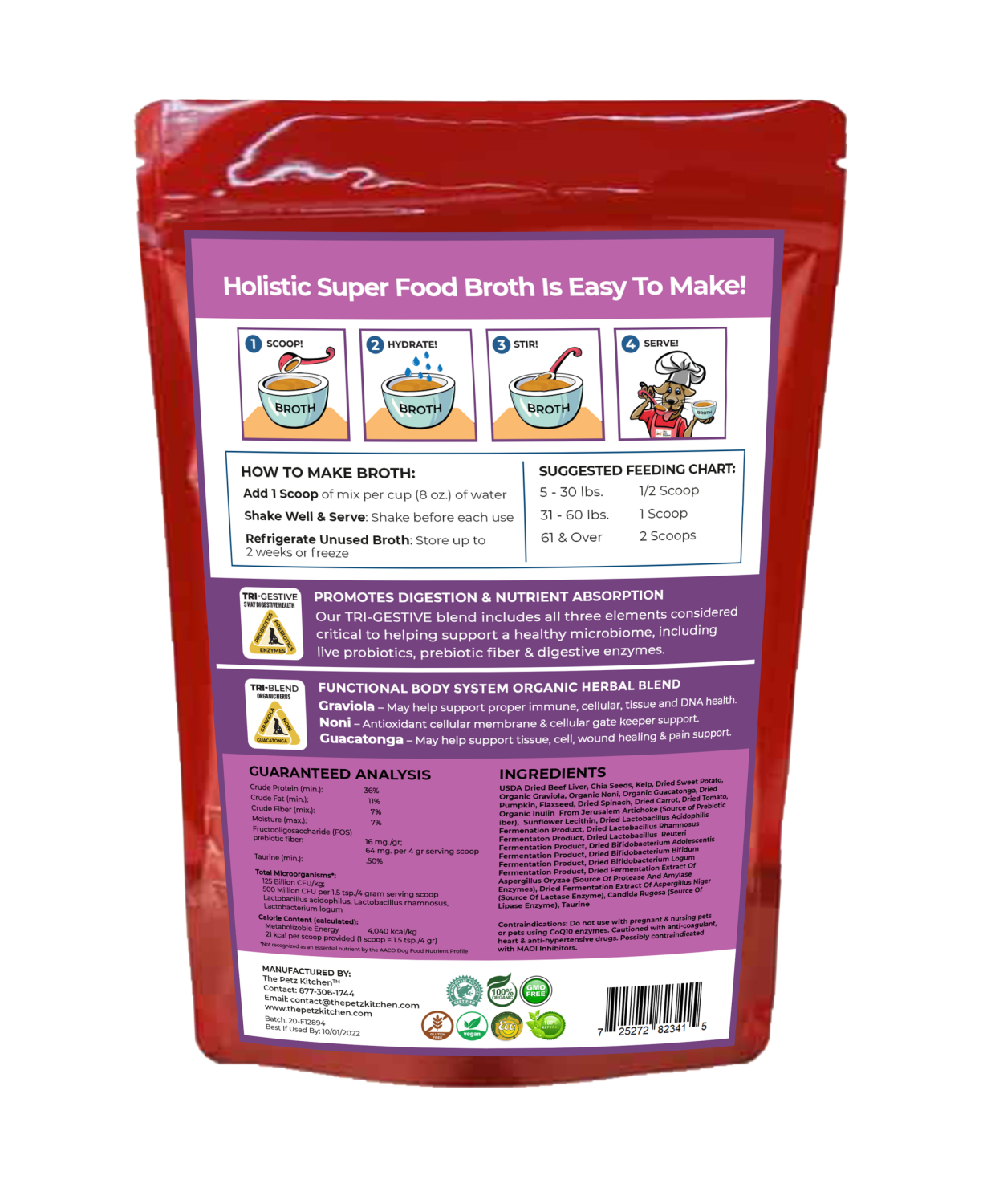 Organic Pet Systems Super Food Broth Tissue & Cellular Support For Dogs* The Petz Kitchen Lipoma & Tissue Support* Animal Vitamins & Supplements