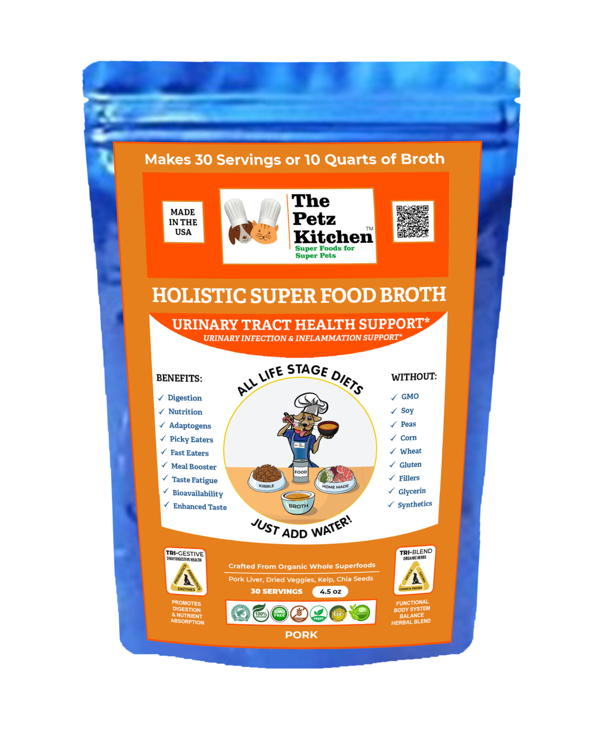 Organic Pet Systems Super Food Broth Urinary Tract Health Support* The Petz Kitchen Dogs Cats Animal Vitamins & Supplements
