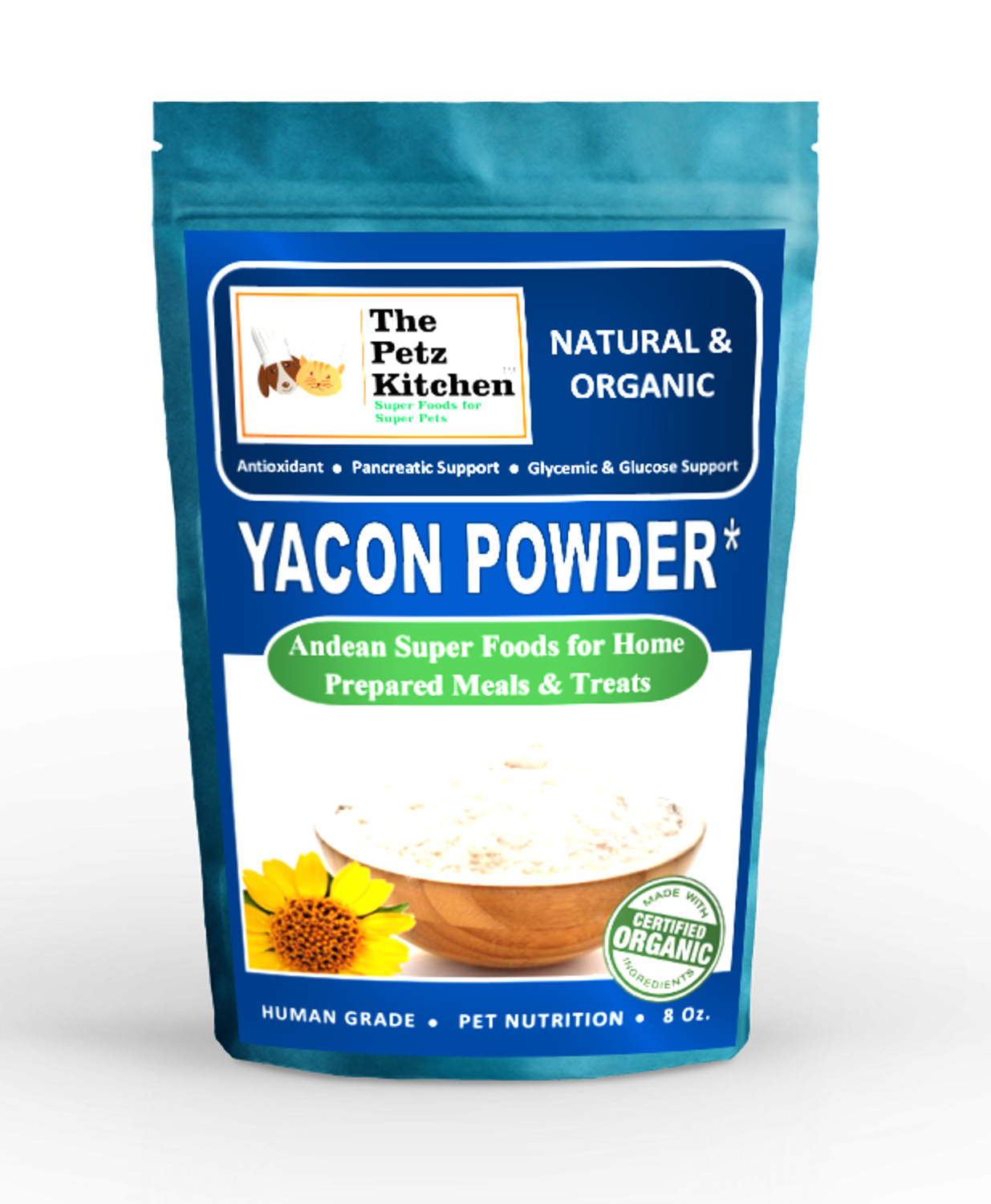 Organic Pet Systems Yacon Leaf - Antioxidant Pancreatic Support* Glycemic & Glucose Support* The Petz Kitchen - Organic Human Grade Ingredients For Home Prepared Meals & Treats Animal Vitamins & Supplements
