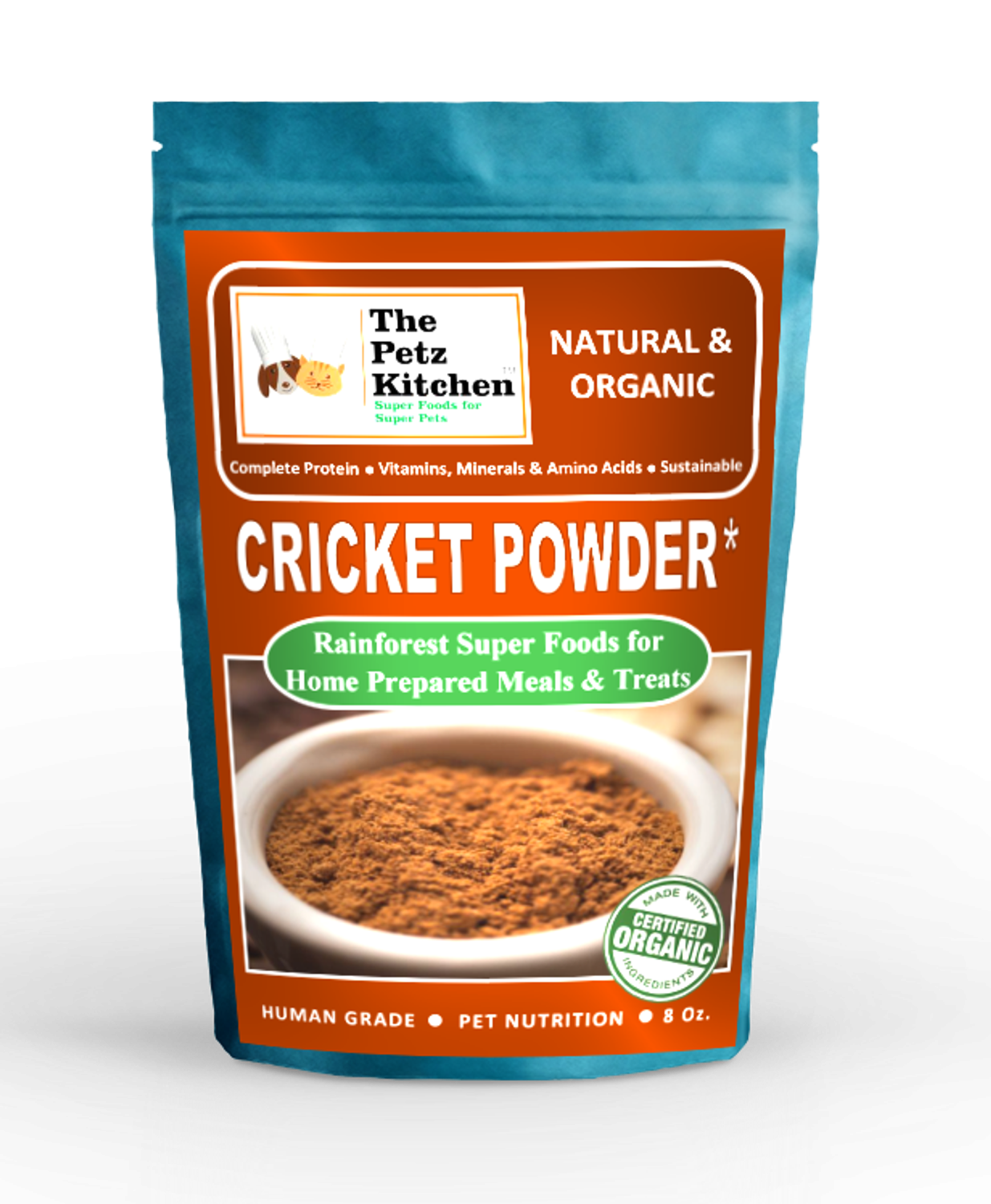 Organic Pet Systems Cricket Flour Omega 3 & 6 Complete Protein* Eco-Conscious Usda Organic Cricket Flour* The Petz Kitchen - Organic & Human Grade Ingredients For Home Prepared Meals & Treats Animal Vitamins & Supplements