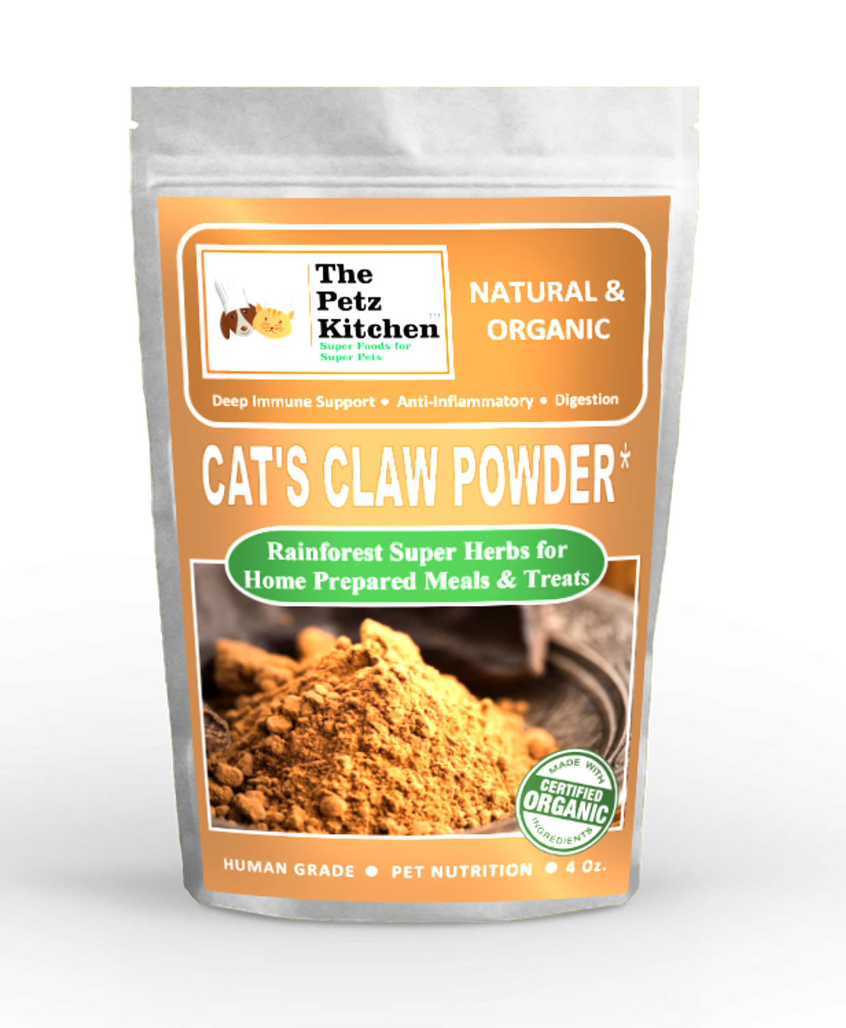 Organic Pet Systems Cat'S Claw Powder Immune & Inflammation Support* The Petz Kitchen Organic & Human Grade Ingredients For Home Prepared Meals & Treats Animal Vitamins & Supplements