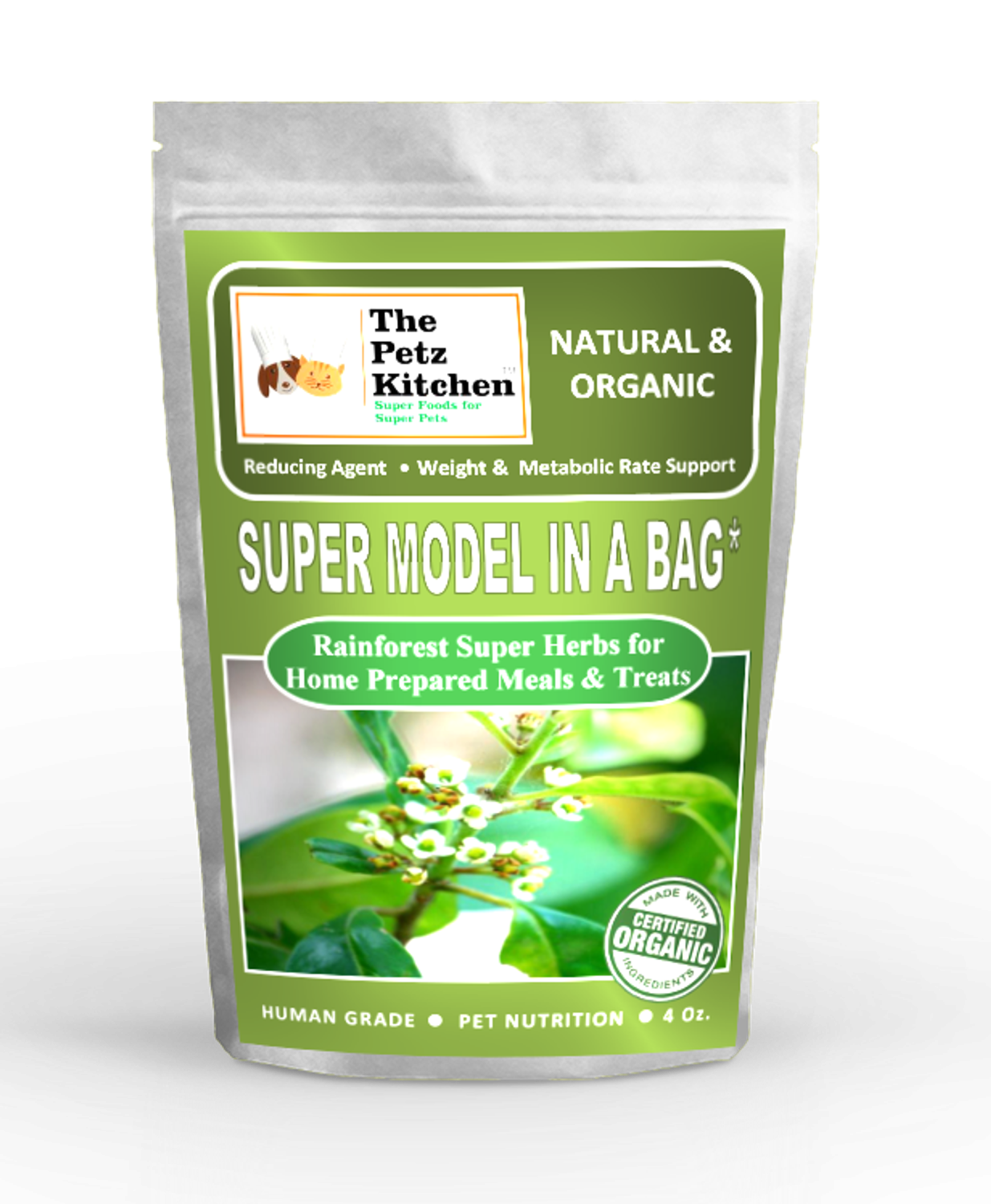 Organic Pet Systems Super Model In A Bottle Weight Support* The Petz Kitchen - Organic & Human Grade Ingredients For Home Prepared Meals & Treats Animal Vitamins & Supplements
