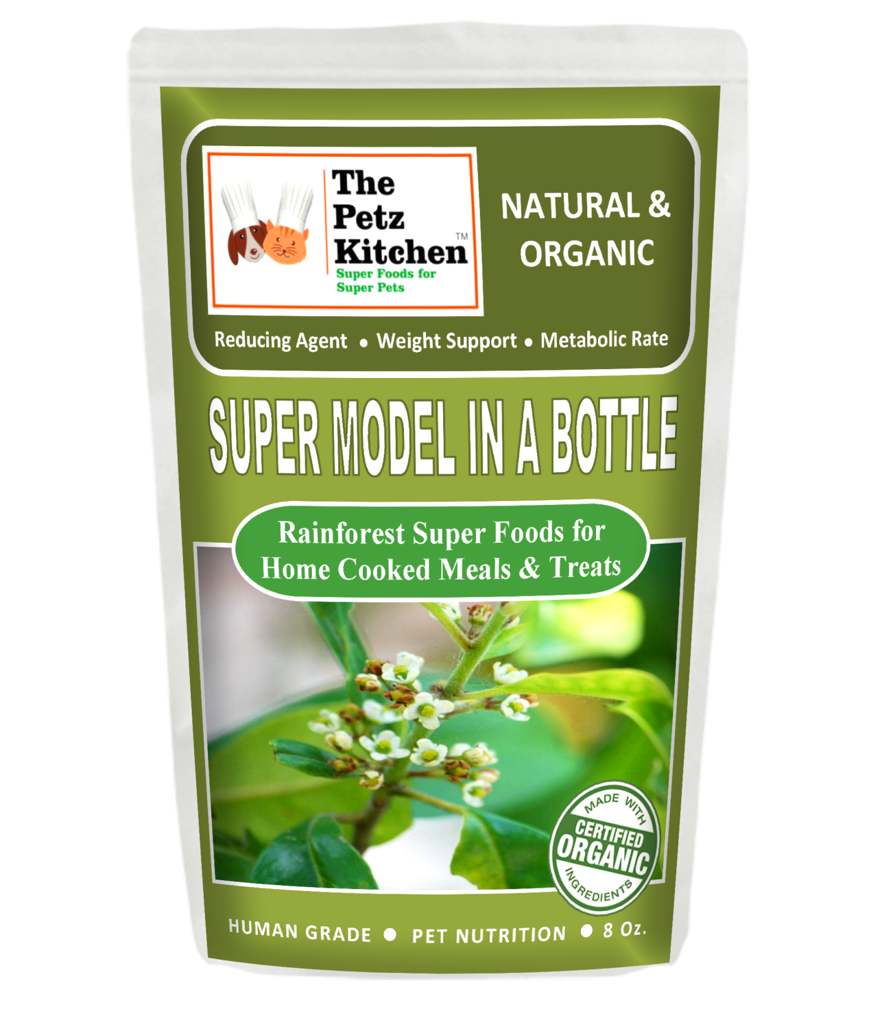 Organic Pet Systems Super Model In A Bottle Weight Support* The Petz Kitchen - Organic & Human Grade Ingredients For Home Prepared Meals & Treats Animal Vitamins & Supplements