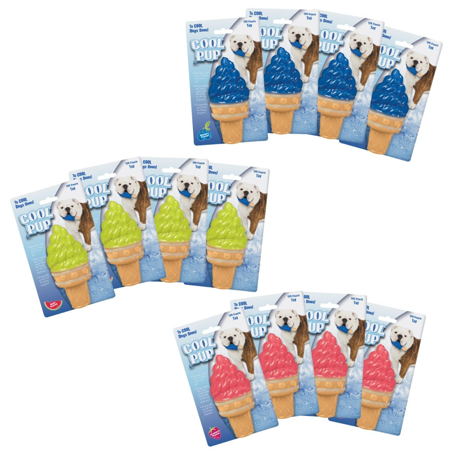 Pet Edge Cool Pup Toy Large Ice Cream Cone 12Pk TPR
