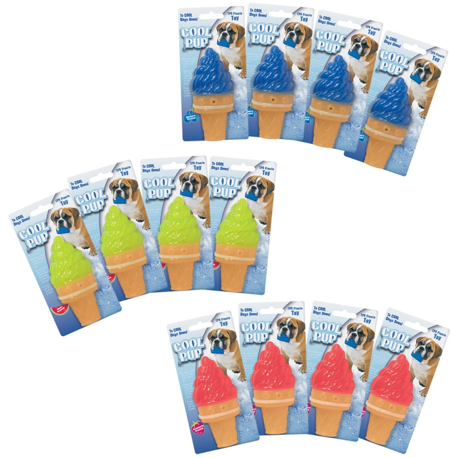 Pet Edge CoolPup Toy Mini Ice CreamCone 12Pk TPR