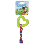 Pet Edge DGR TPR Heart and Rope Toy Lime Rope