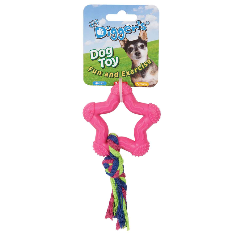 Pet Edge Rope Pet Edge DGR TPR Star and Rope Toy Pink Rope