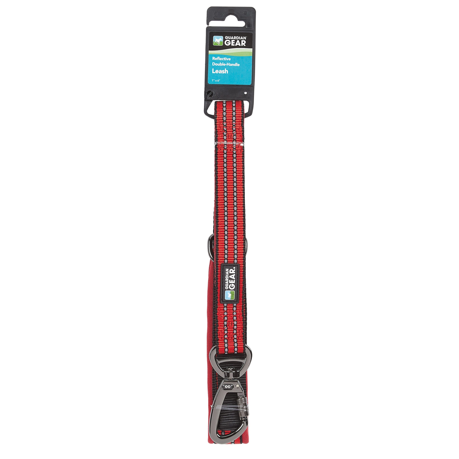 Pet Edge GG Reflect Dbl-Handle Leash Red 6ft Leads
