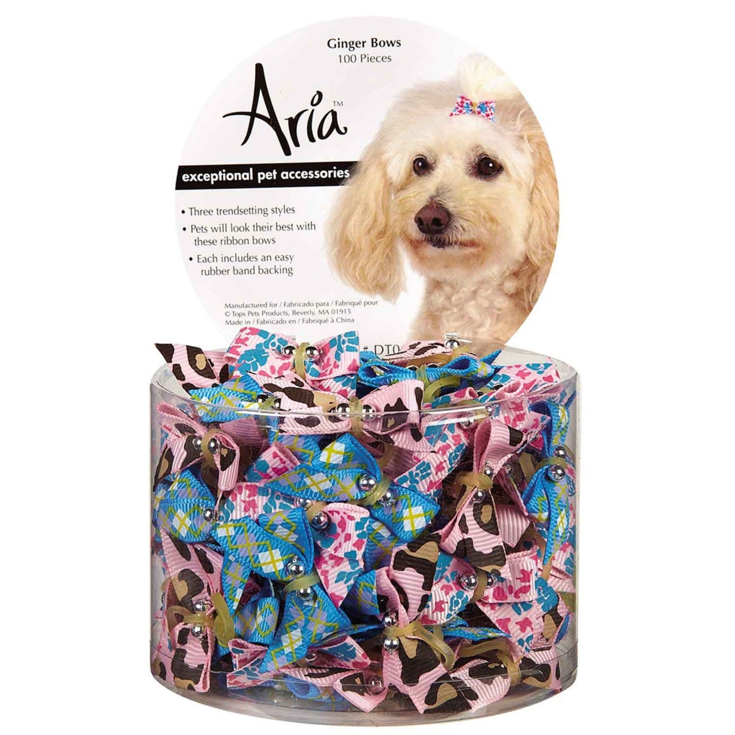 Pet Edge AR Ginger Bow Canister 100Pc Bows
