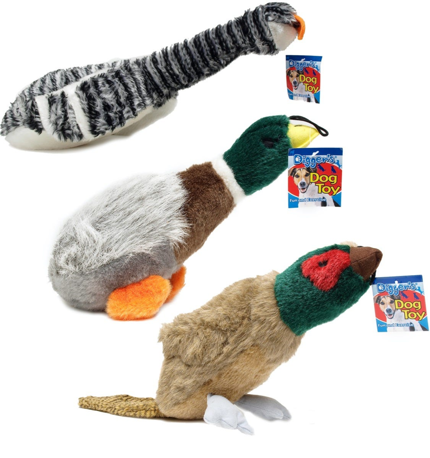 Pet Edge Digger's Waterfowl Plush Toys Asst Stuffed Plush