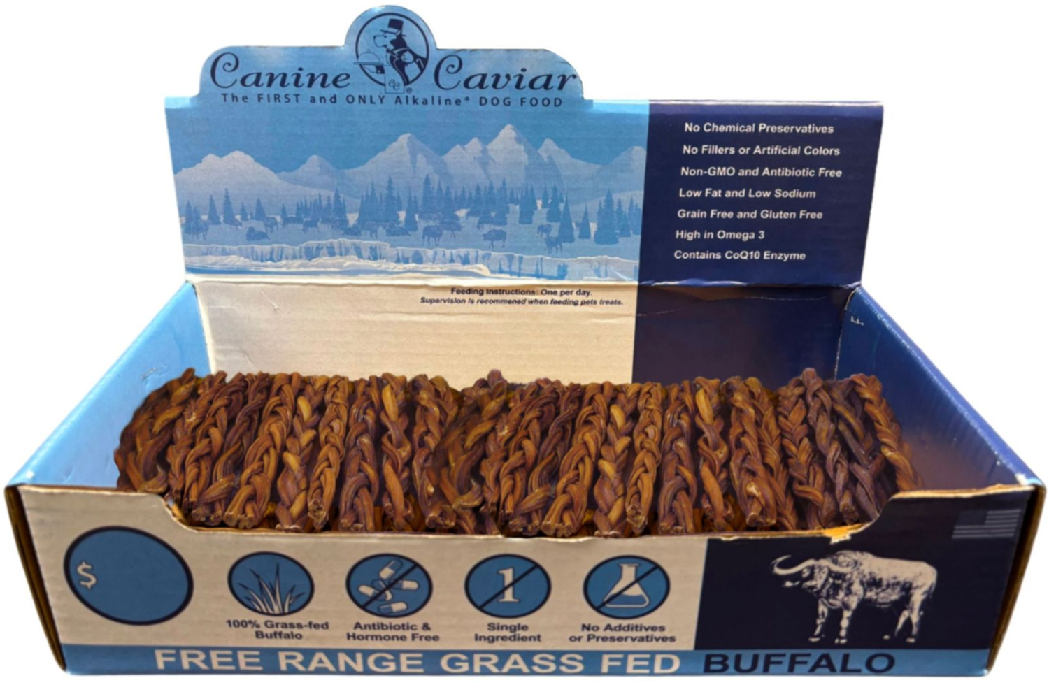 Canine Caviar Stix Braided 12" box Dog Food