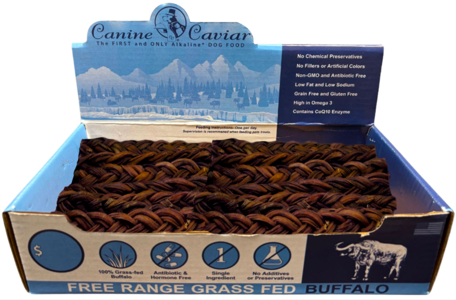 Canine Caviar Stix Braided 6" box Dog Food