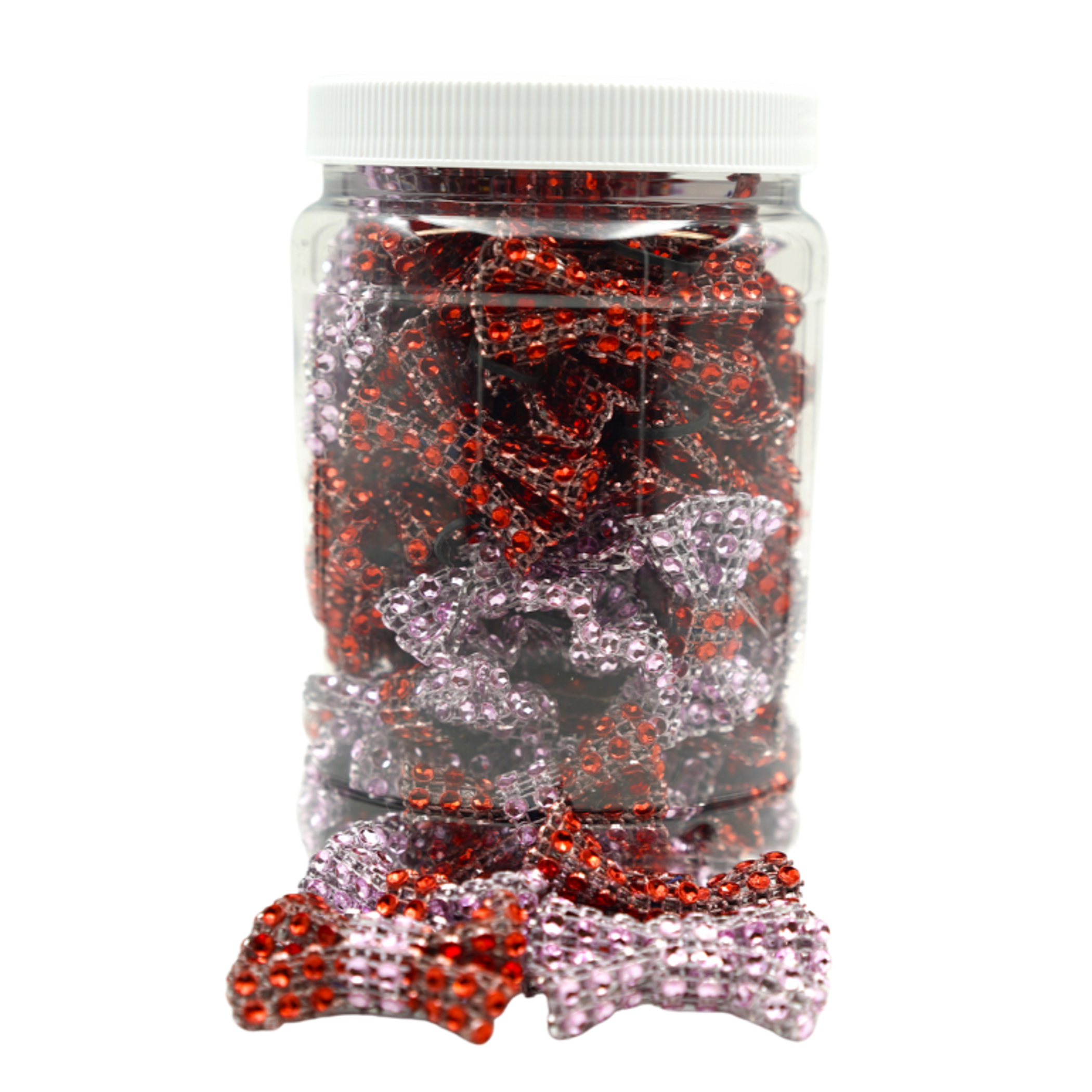 Pets Ribbons GG001X | Groomers Jar | 50-100 dog bows in a jar - Bling Valentines 1.5"|Pets Ribbons Pet Accessories