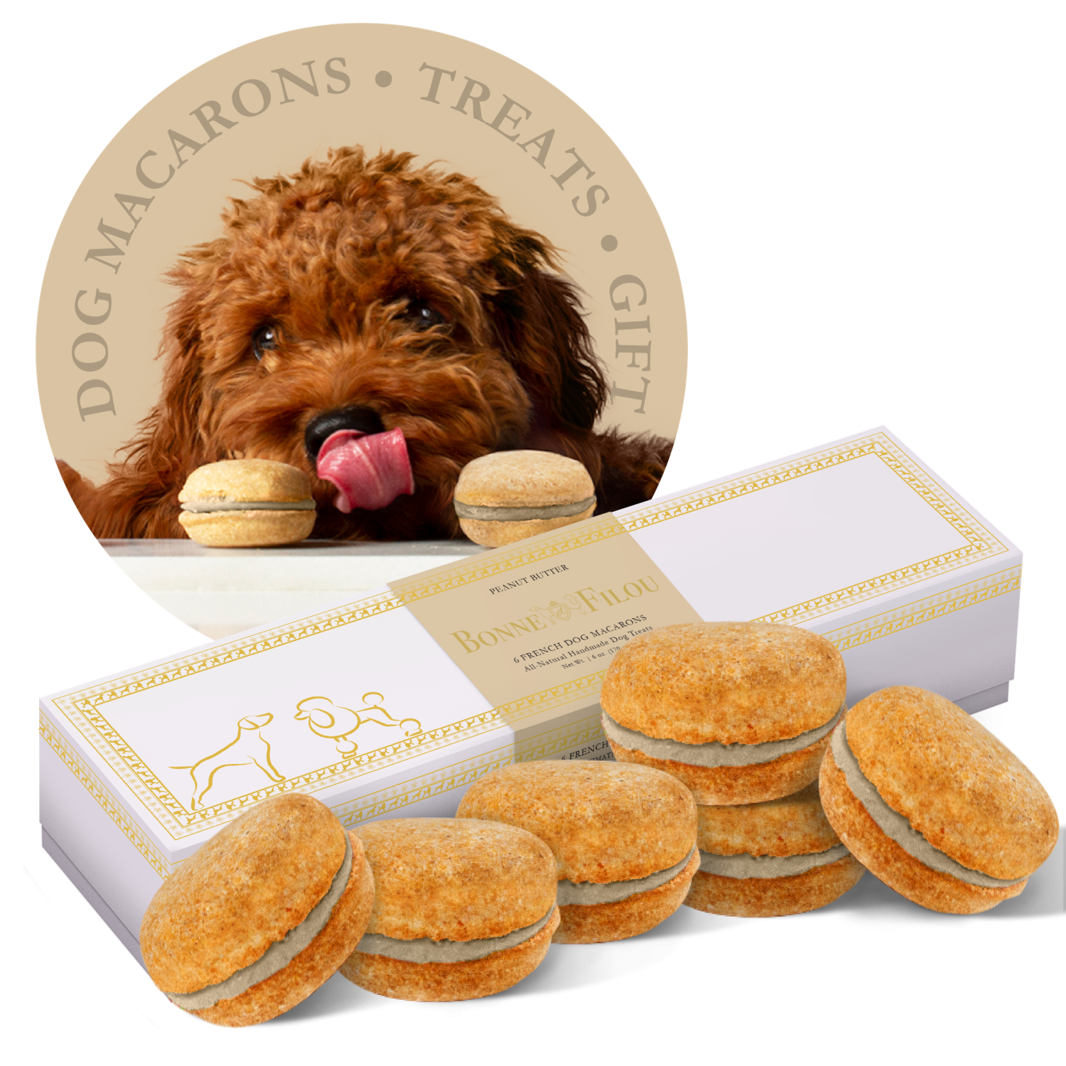 Bonne et Filou Dog Macarons - Box of 6 (Available in 12 Flavors) Dog Treats