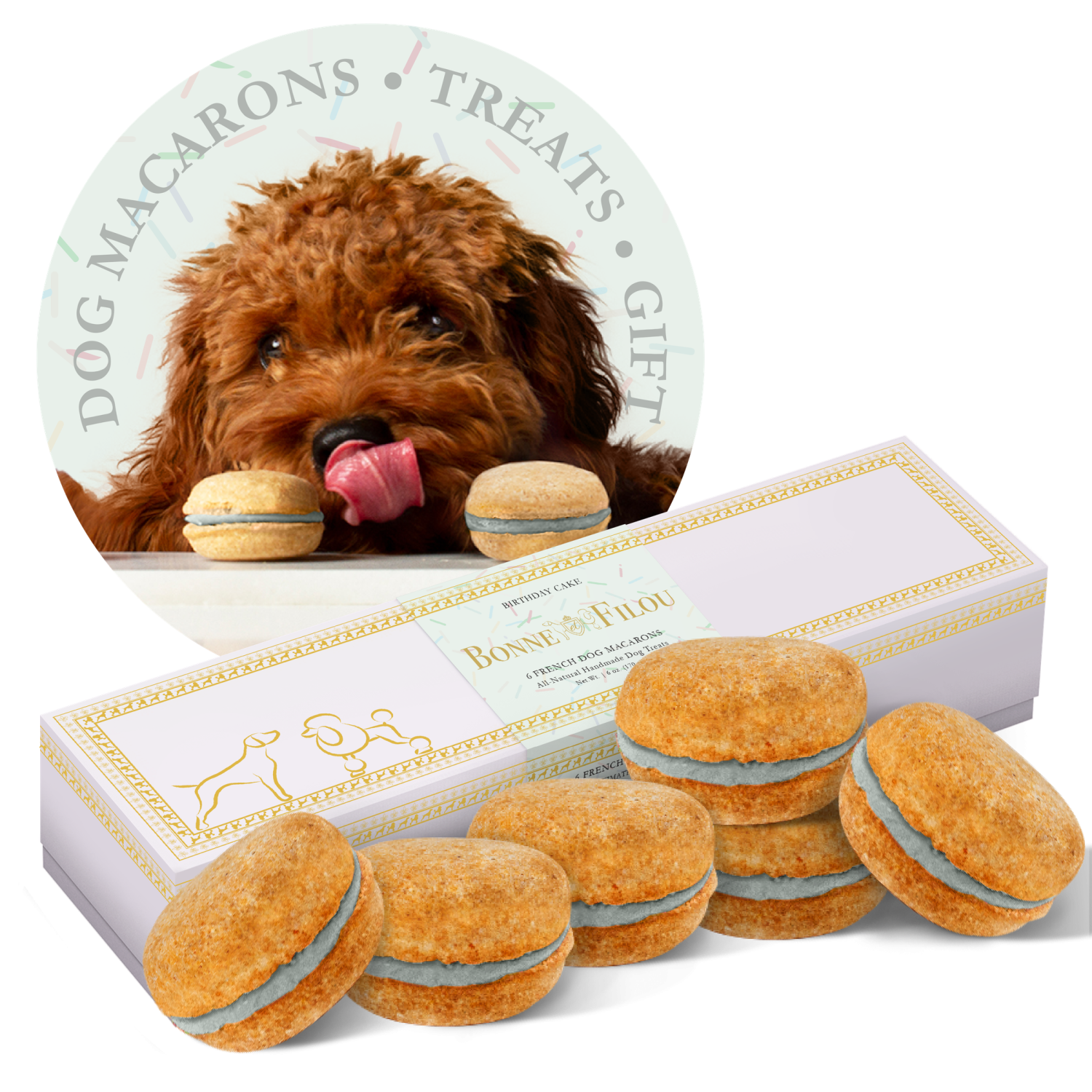 Bonne et Filou Dog Macarons - Box of 6 (Available in 12 Flavors) Dog Treats