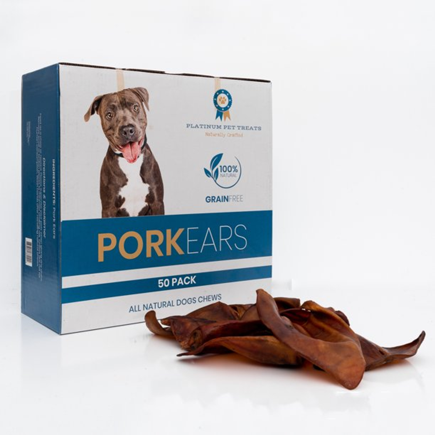 PLATINUM PET TREATS Dog Treats PLATINUM PET TREATS Platinum Pet Treats - Super Pig Ears (Pack of 50) Dog Treats