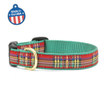 Threaded Pear LLC Christmas Sparkle Plaid Collar or Leash Dog Collars