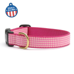 Threaded Pear LLC Pink Gingham Collar or Leash Dog Collars