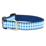 Threaded Pear LLC Blue Gingham Collar or Leash Dog Collars