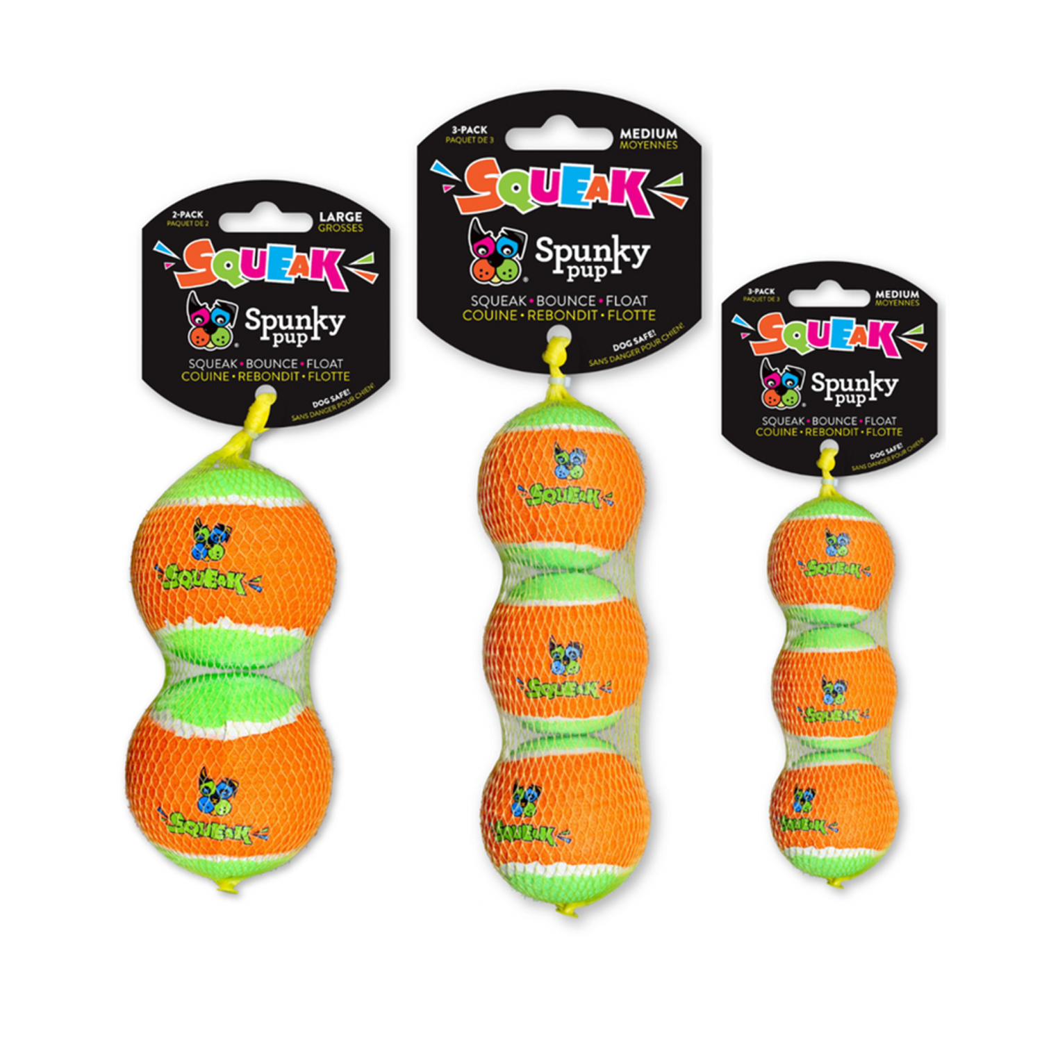 Spunky Pup Dog Toys Squeaky Tennis Balls Dog Toys
