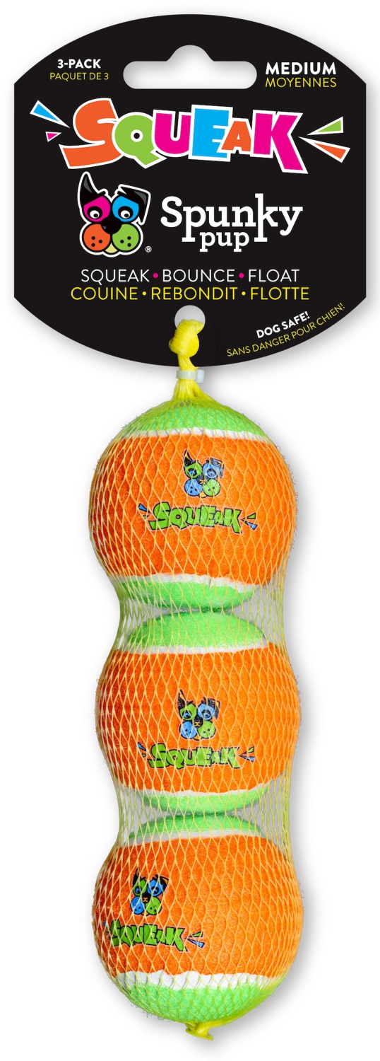 Spunky Pup Dog Toys Squeaky Tennis Balls Dog Toys