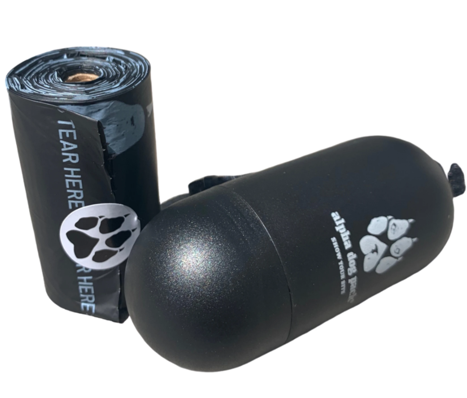 Alpha Dog Pack Pill Dispenser with Plant-Based Compostable Poop Bag Roll Waste Bags & Cans