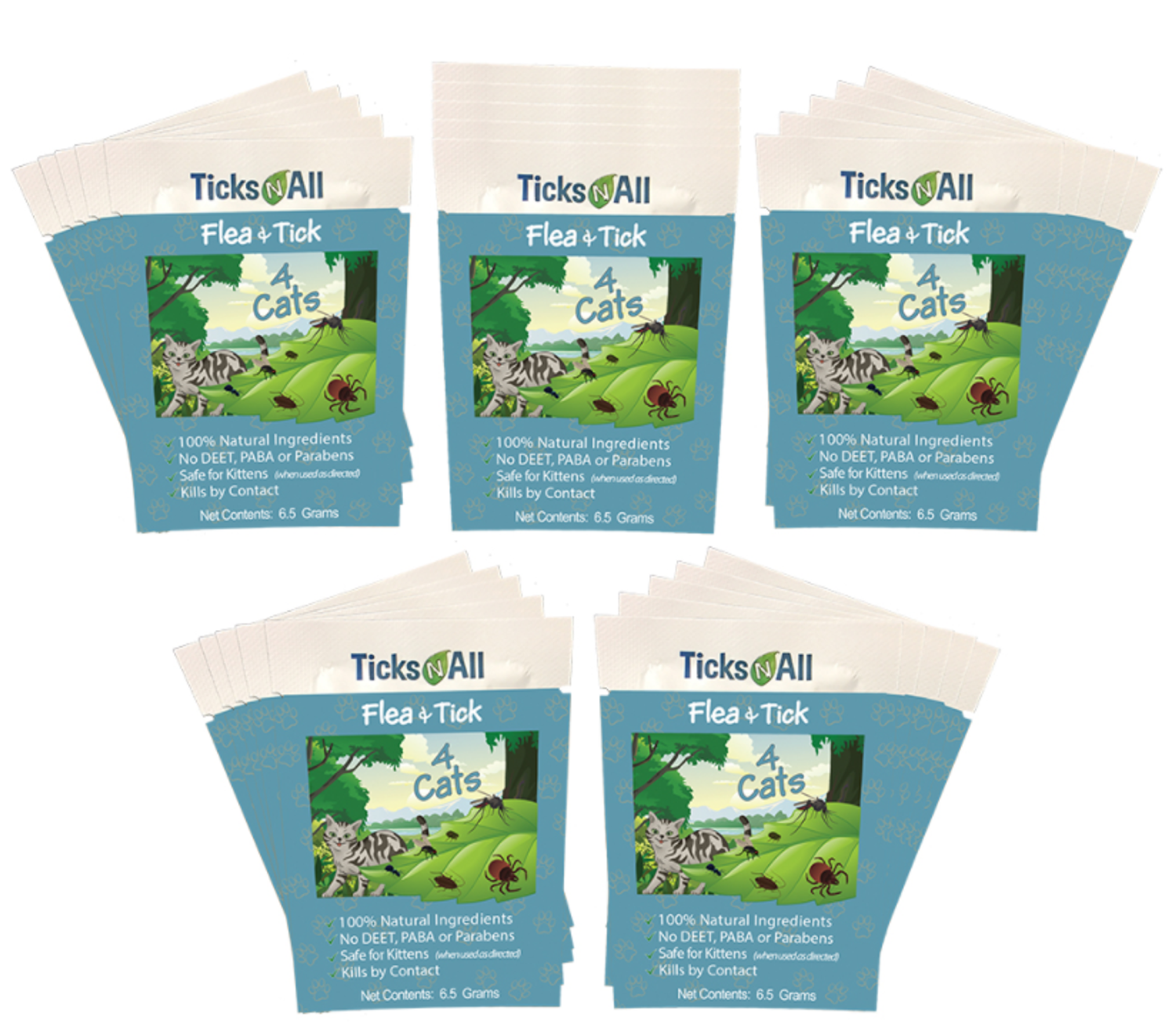 Ticks-N-All All Natural Flea and Tick Wipes 4 Cats (25 count.) Flea & Tick