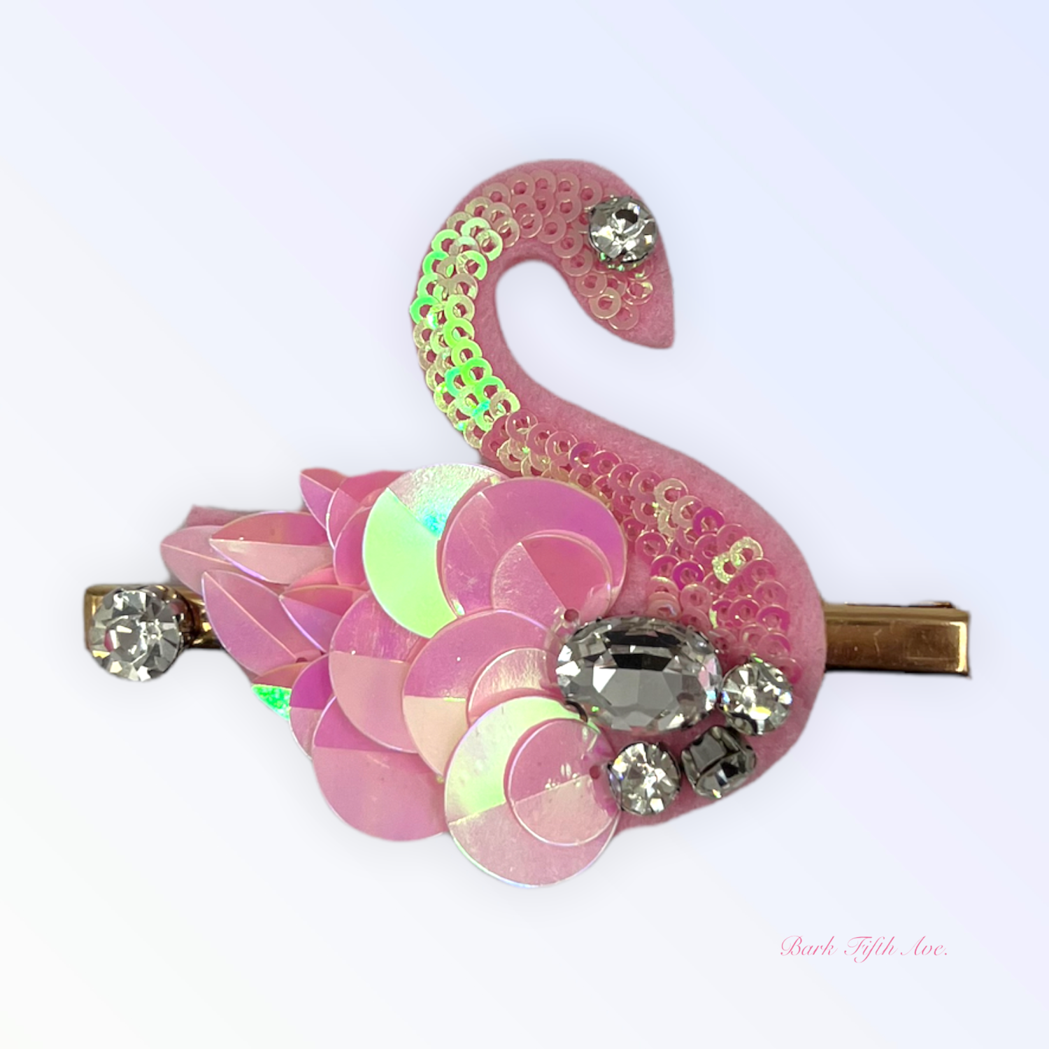 Bark Fifth Avenue Beaded Sequin Swan Hairclip Pet Accessories
