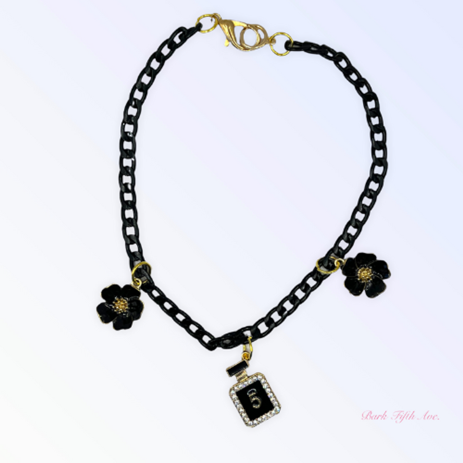 Bark Fifth Avenue Black & Gold NO. 5 - 3 Charm Necklace Pet Accessories