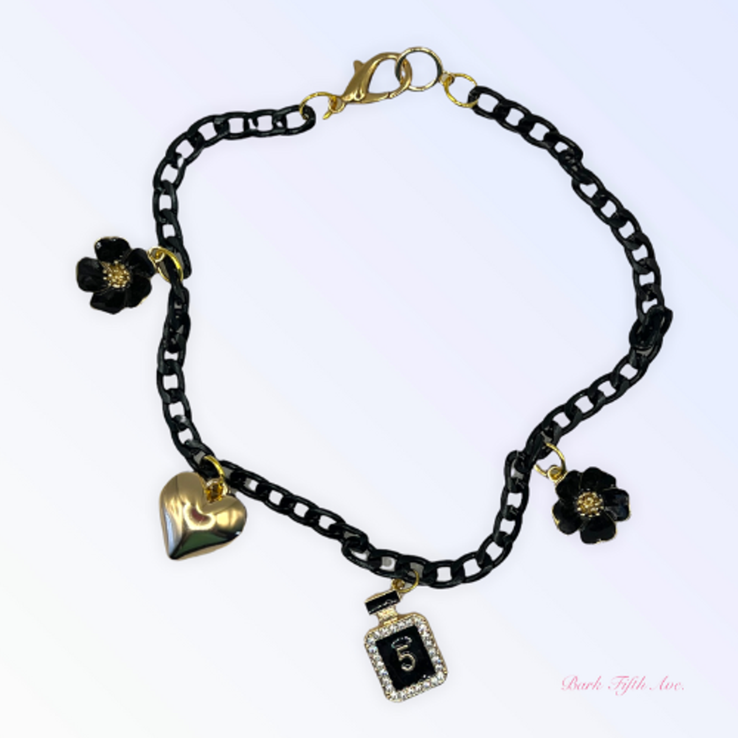 Bark Fifth Avenue Black & Gold NO. 5 Heart Necklace Pet Accessories