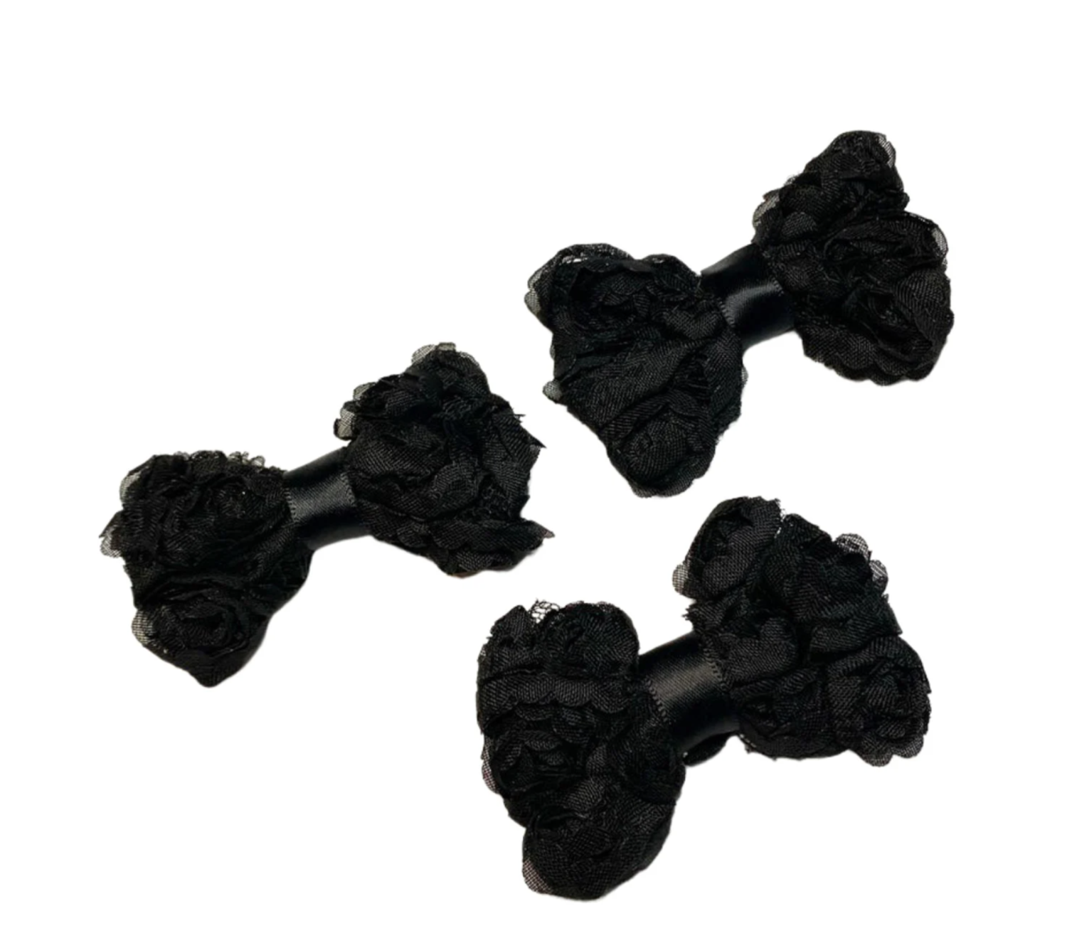 Bark Fifth Avenue Black Chiffon Rosette Hairbows Pet Accessories