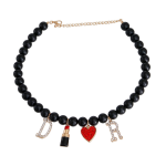 Bark Fifth Avenue Black Pearl Designer Charm Necklace Pet Accessories