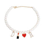 Bark Fifth Avenue Cream Pearl Designer Charm Necklace Pet Accessories