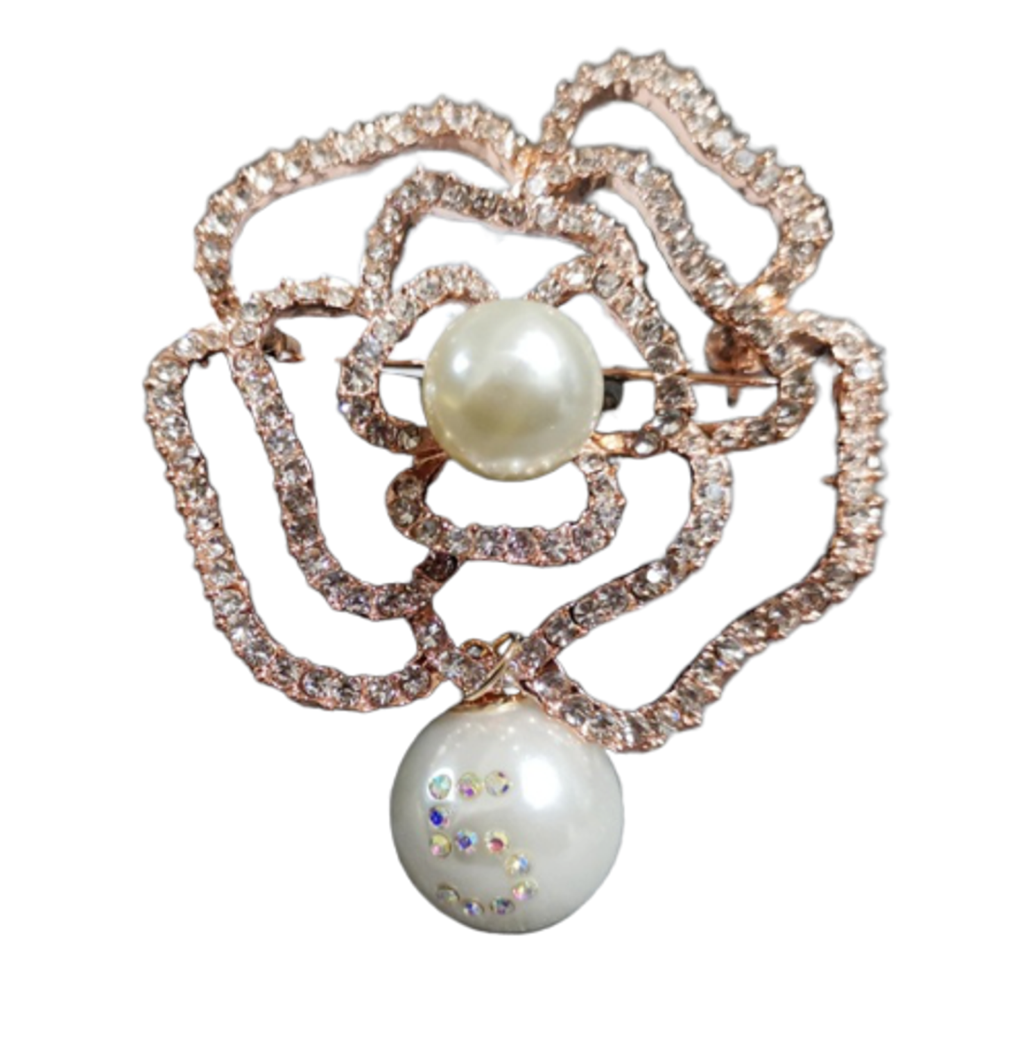 Bark Fifth Avenue Crystal Camellia Flower Pearl Brooch Dog Collars