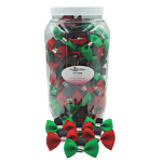 Pets Ribbons GG110CTV | 50-100 2" Dog Bows on velcro - Christmas Candy Stripe Trim|Pets Ribbons Pet Accessories