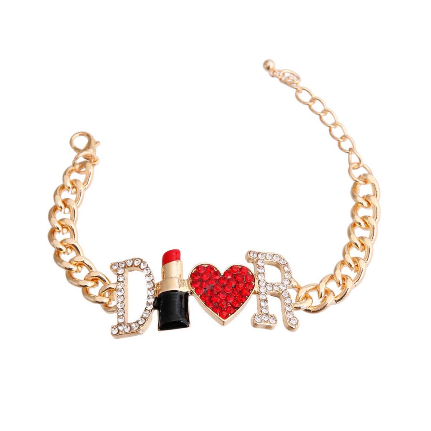 Bark Fifth Avenue Dior-able Lipstick Gold Dog Necklace Pet Accessories