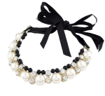 Bark Fifth Avenue Lovely Pearl Ribbon Necklace Dog Collars