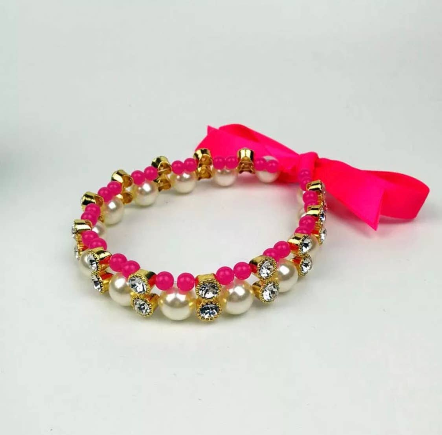 Bark Fifth Avenue Lovely Pearl Ribbon Necklace Dog Collars