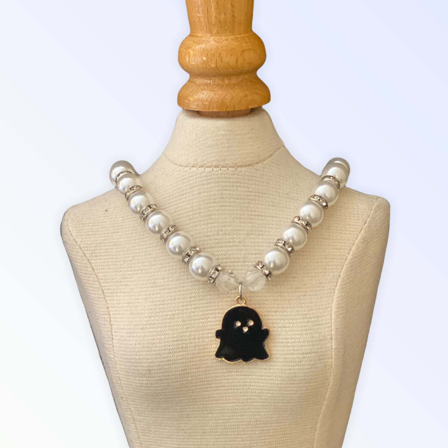Bark Fifth Avenue My Fa-BOO-Lous Pearl Ghost Necklace Dog Collars
