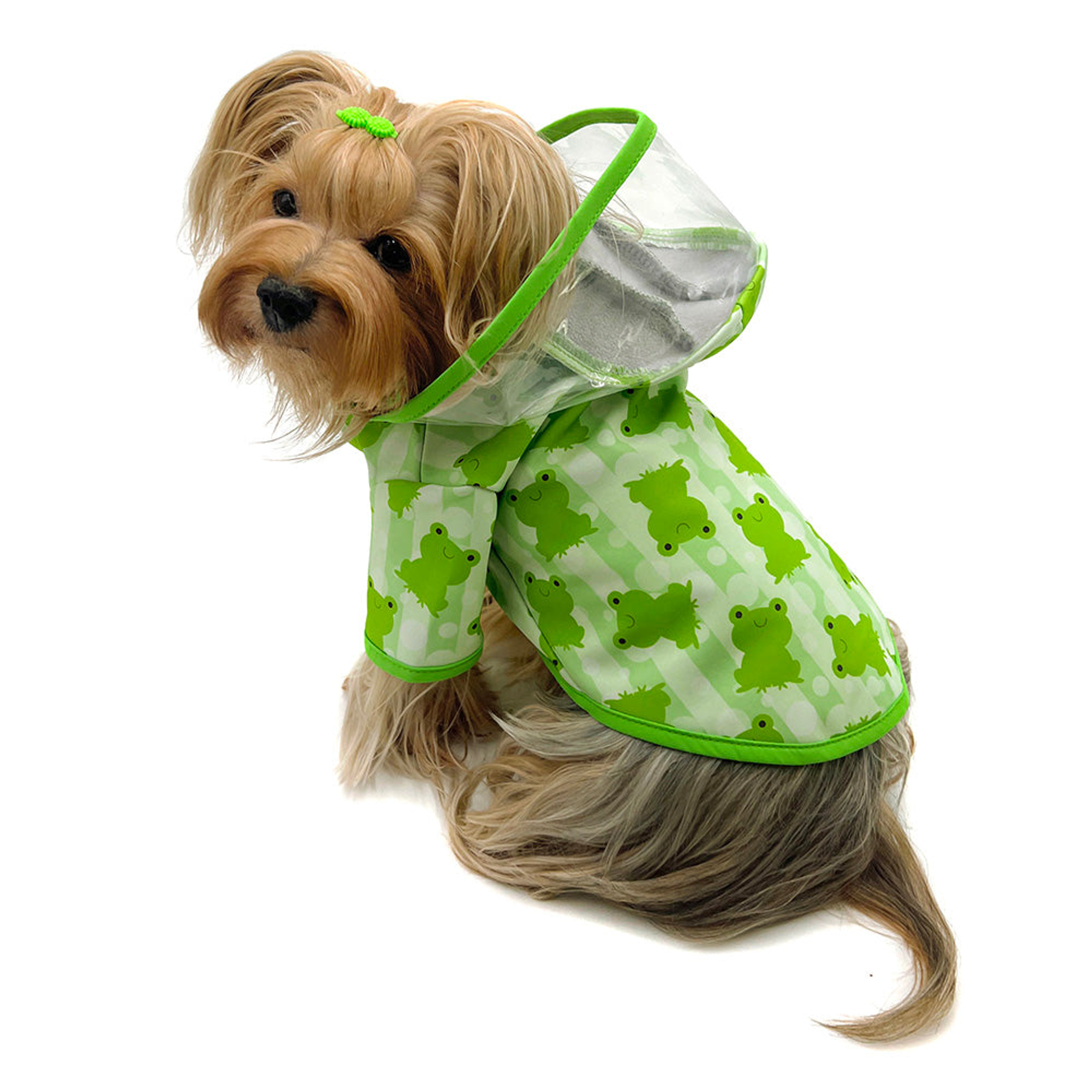 Klippo Pet Inc Clear View Froggy Raincoat with Fleece Lining and Detachable Hood Dog Clothes