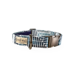 Nauti-dog Handmade LLC Cabana Mod Geometric Teal & Navy Buckle & Martingale Dog Collar Dog Collars