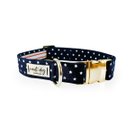Nauti-dog Handmade LLC Independence Patriotic American Star Navy Buckle & Martingale Dog Collar Dog Collars
