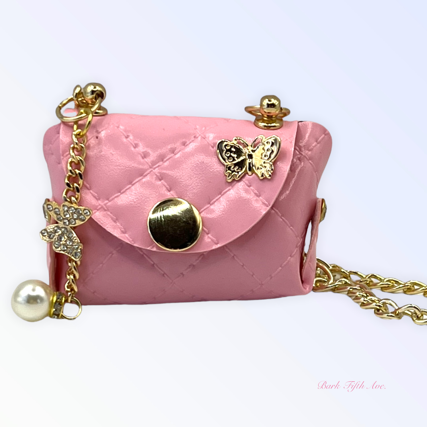 Bark Fifth Avenue Pink Quilted Butterfly Pick-Up Bag Waste Bags & Cans